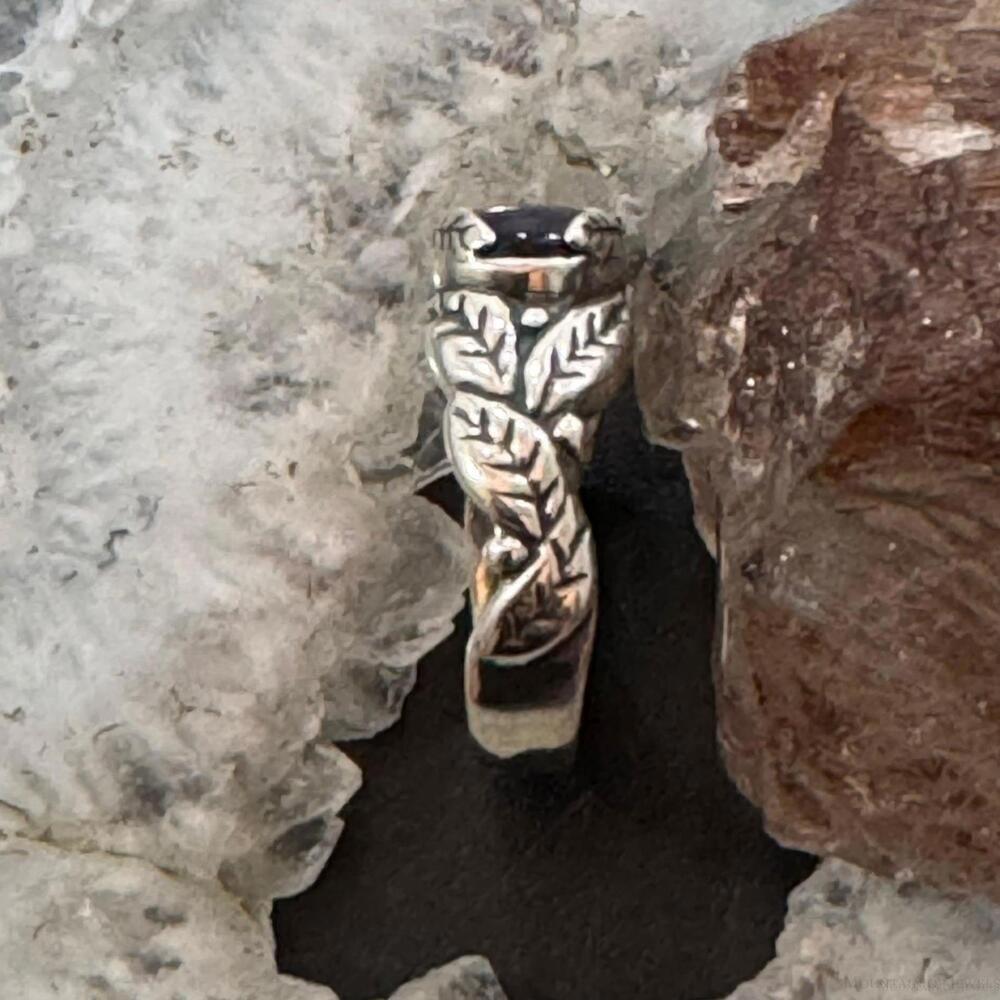 Carolyn Pollack Sterling Silver Oval Amethyst Floral Decorated Ring For Women - Picture 6 of 10